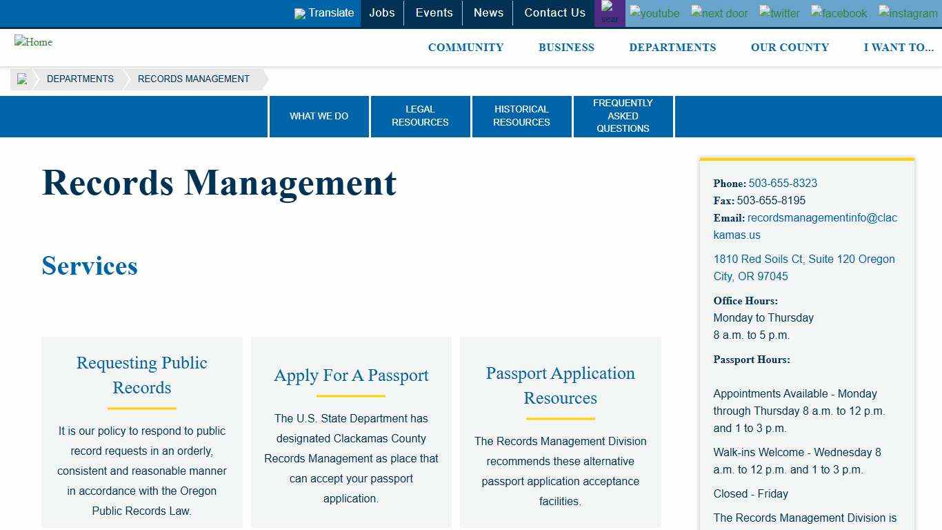 Records Management Clackamas County