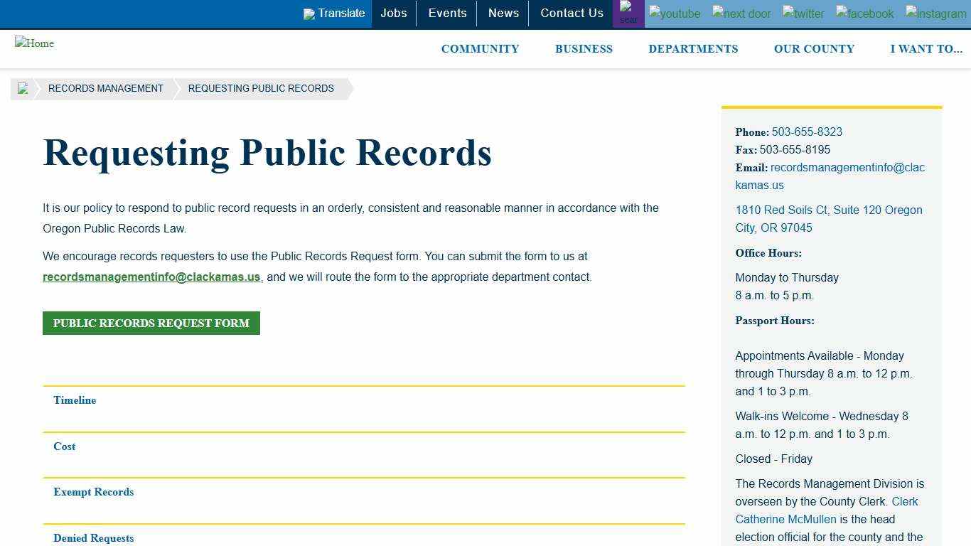 Requesting Public Records Clackamas County